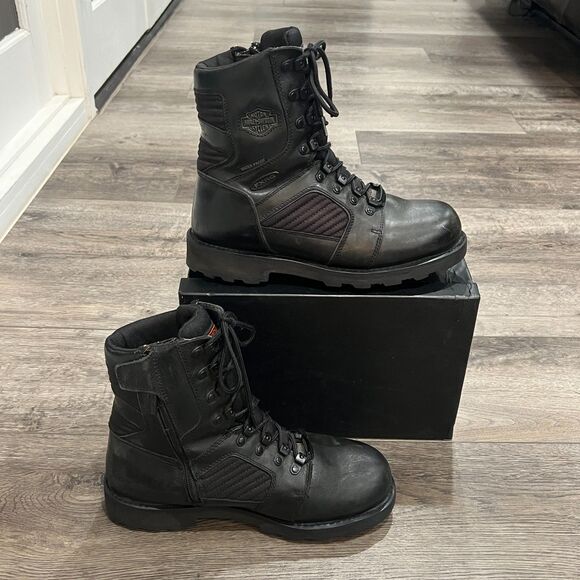 Harley Davidson Leather Waterproof Motorcycle Boots Black FXRG5 FXRG-5 Mens 11.5 - Picture 4 of 12